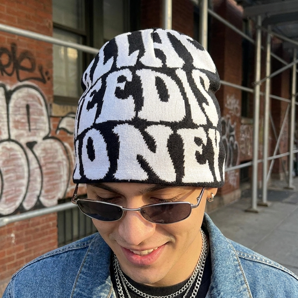 Letter Printed Y2K Beanie