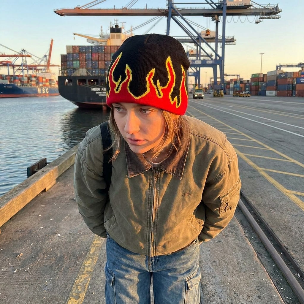 Y2K Flame Beanie