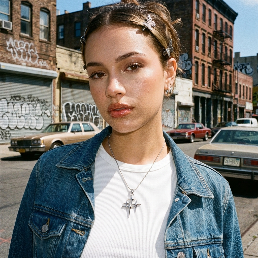 Y2K Silver Star Necklace