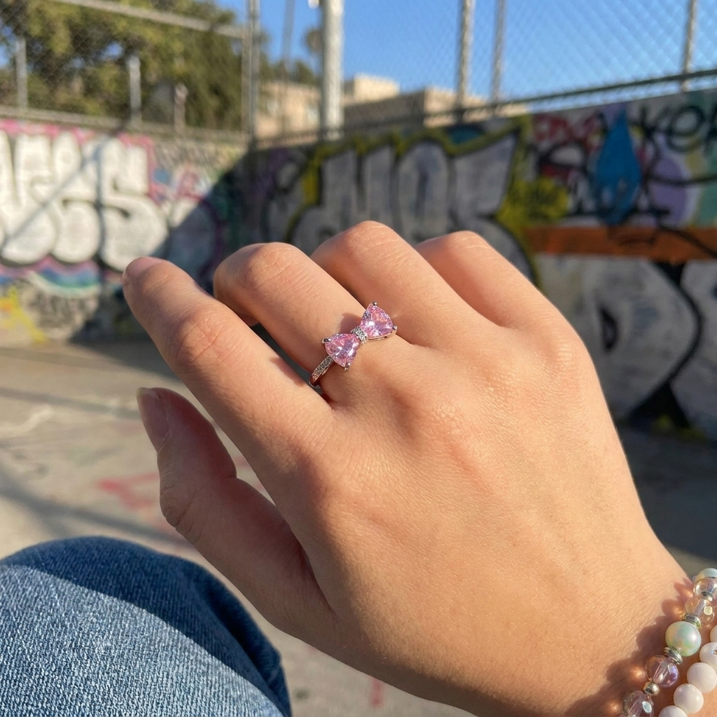 Pink Bow Y2K Ring