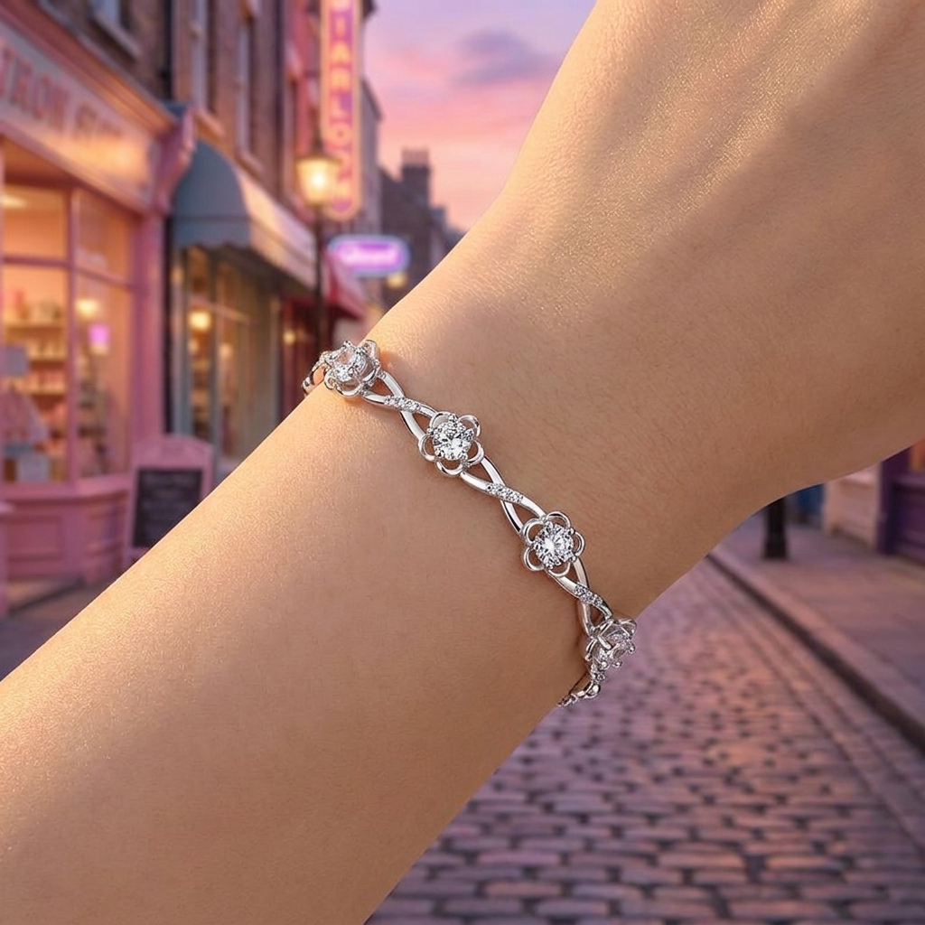 Silver Flower Y2K Bracelet