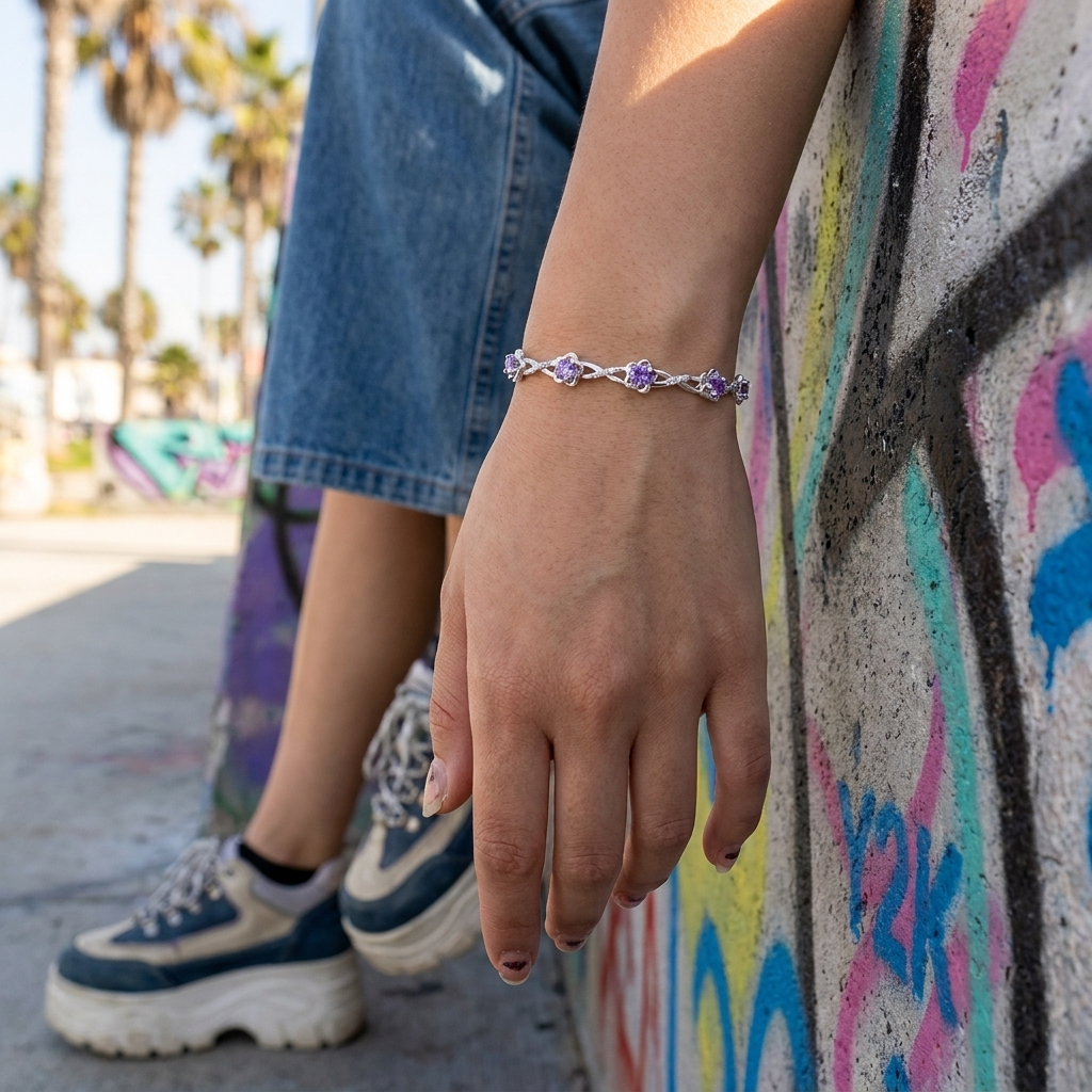 Silver Flower Y2K Bracelet