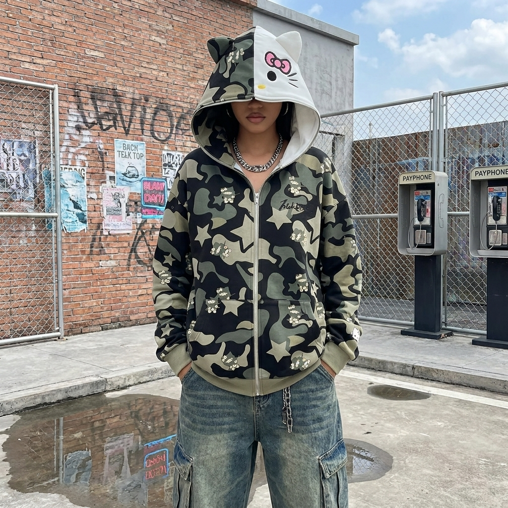 Y2K Full Zip Hello Kitty Hoodie