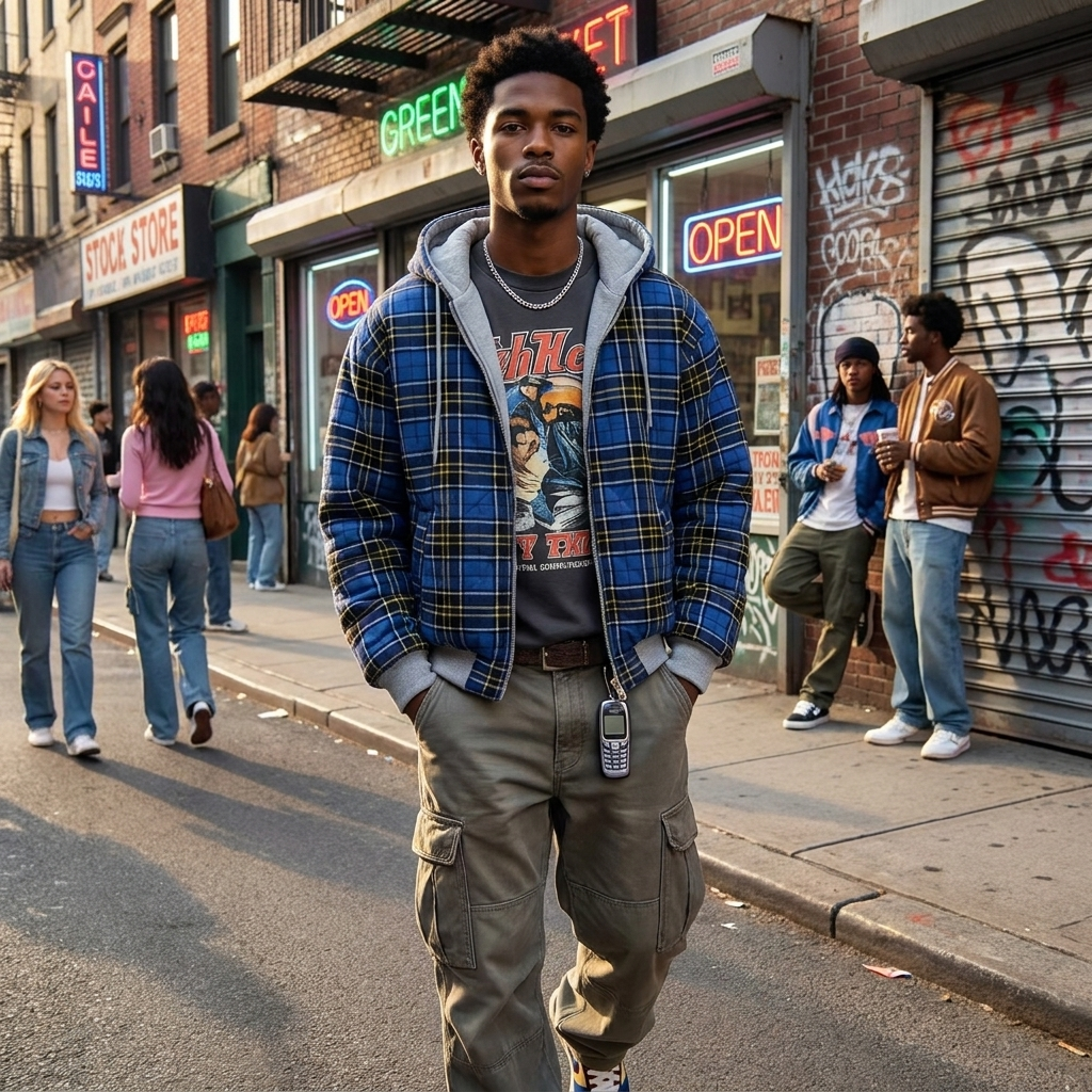 Double-Sided Plaid Y2K Hoodie