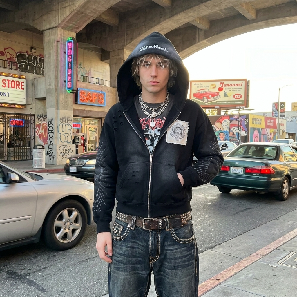 Letter Embroidery Y2K Hoodie