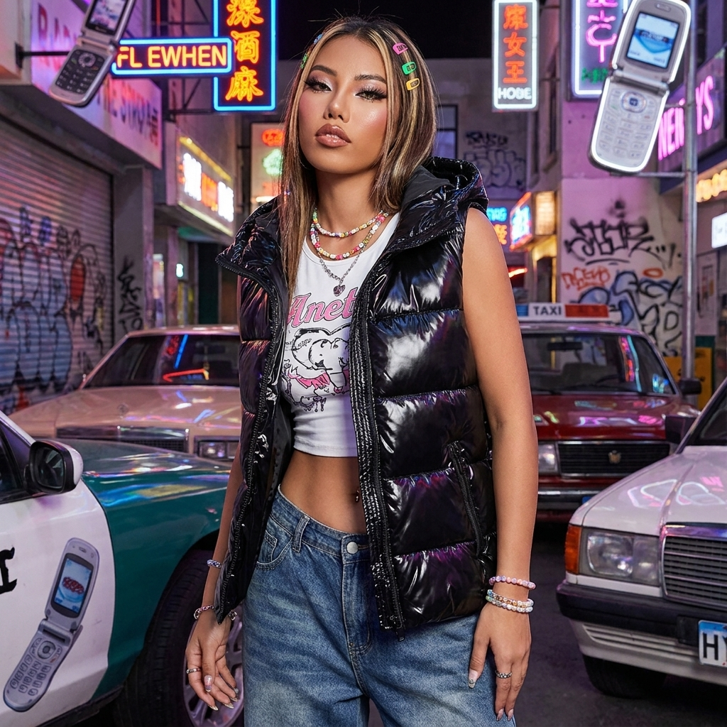 Glossy Y2K Puffer Vest