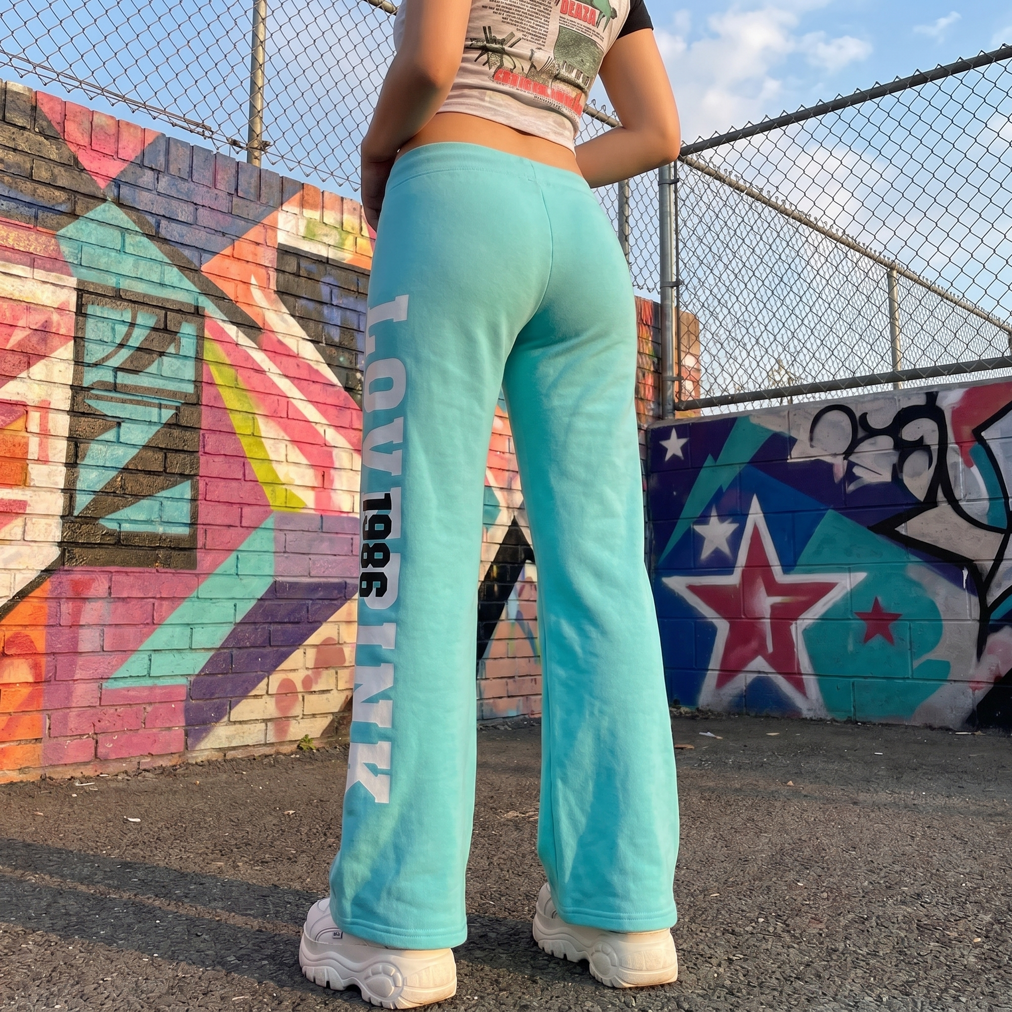 2000s Letter Print Casual Pants