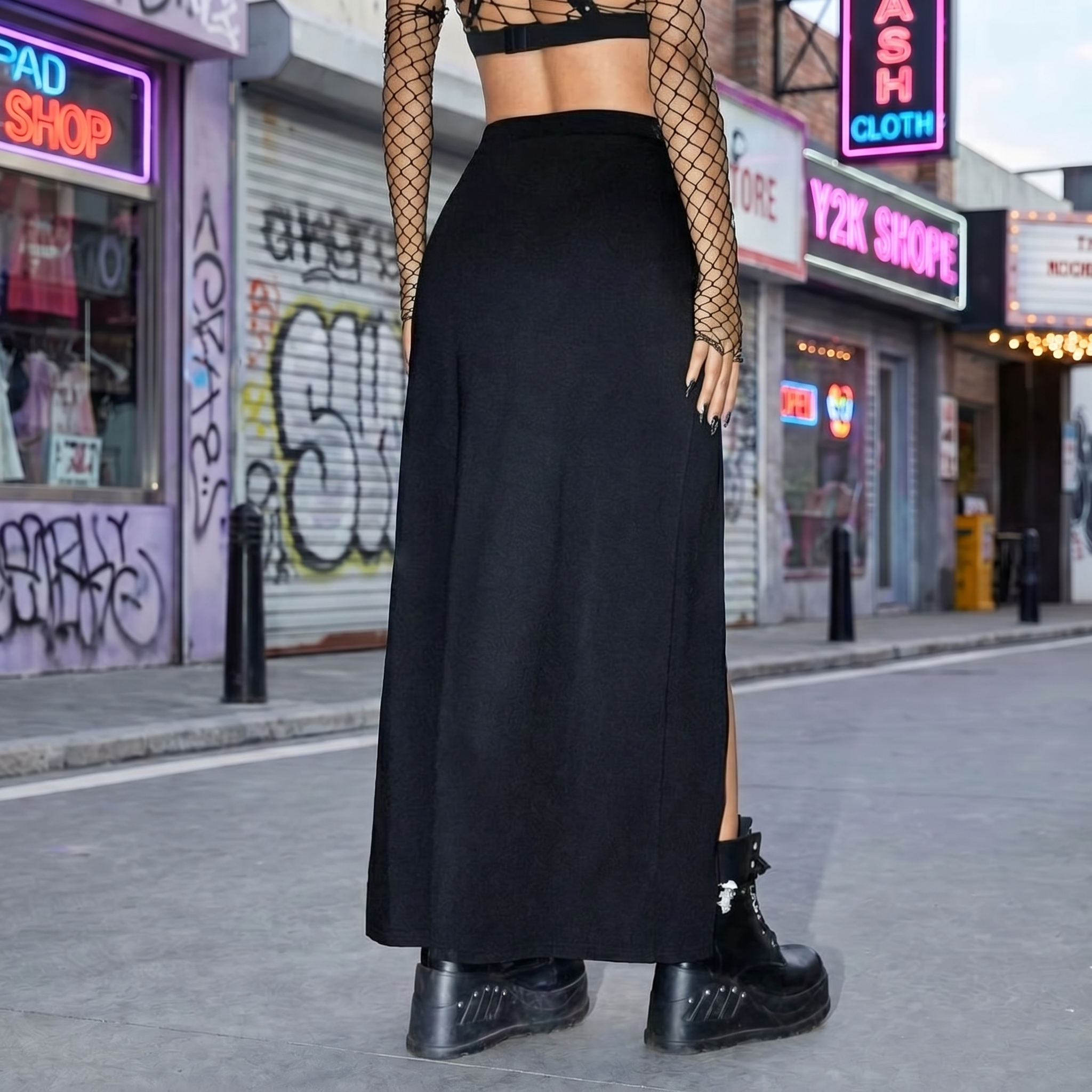 Gothic Y2K Slit Skirt
