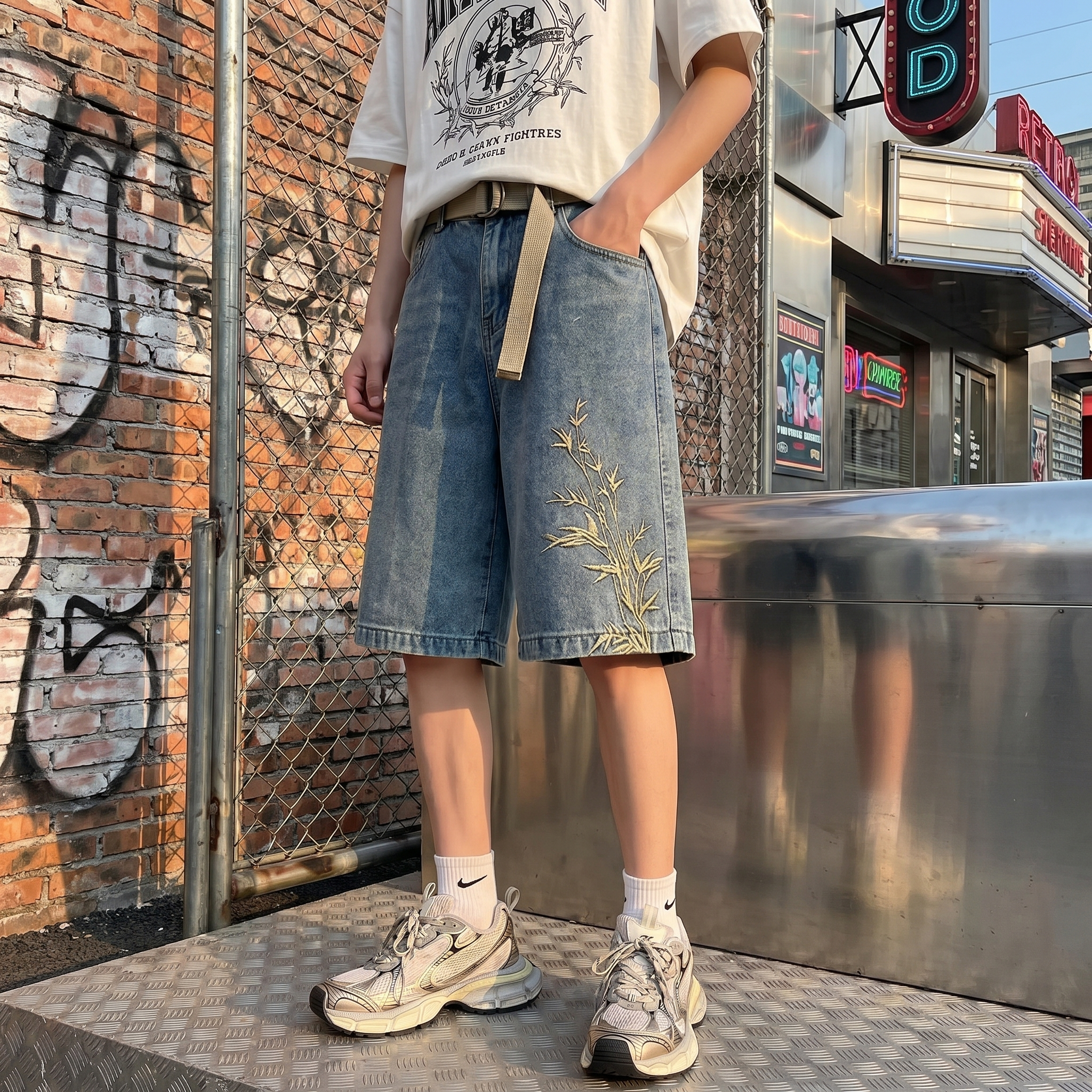 Y2K Embroidered Denim Jorts