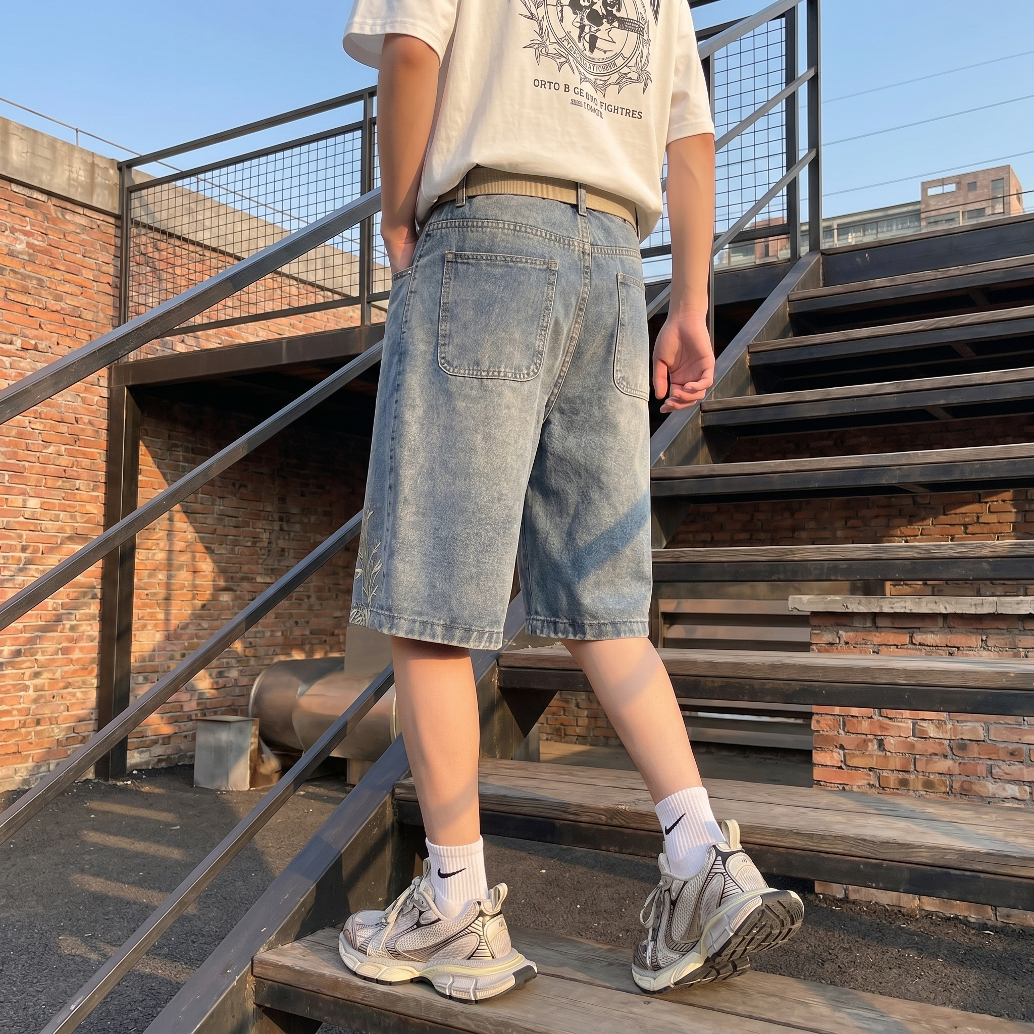 Y2K Embroidered Denim Jorts
