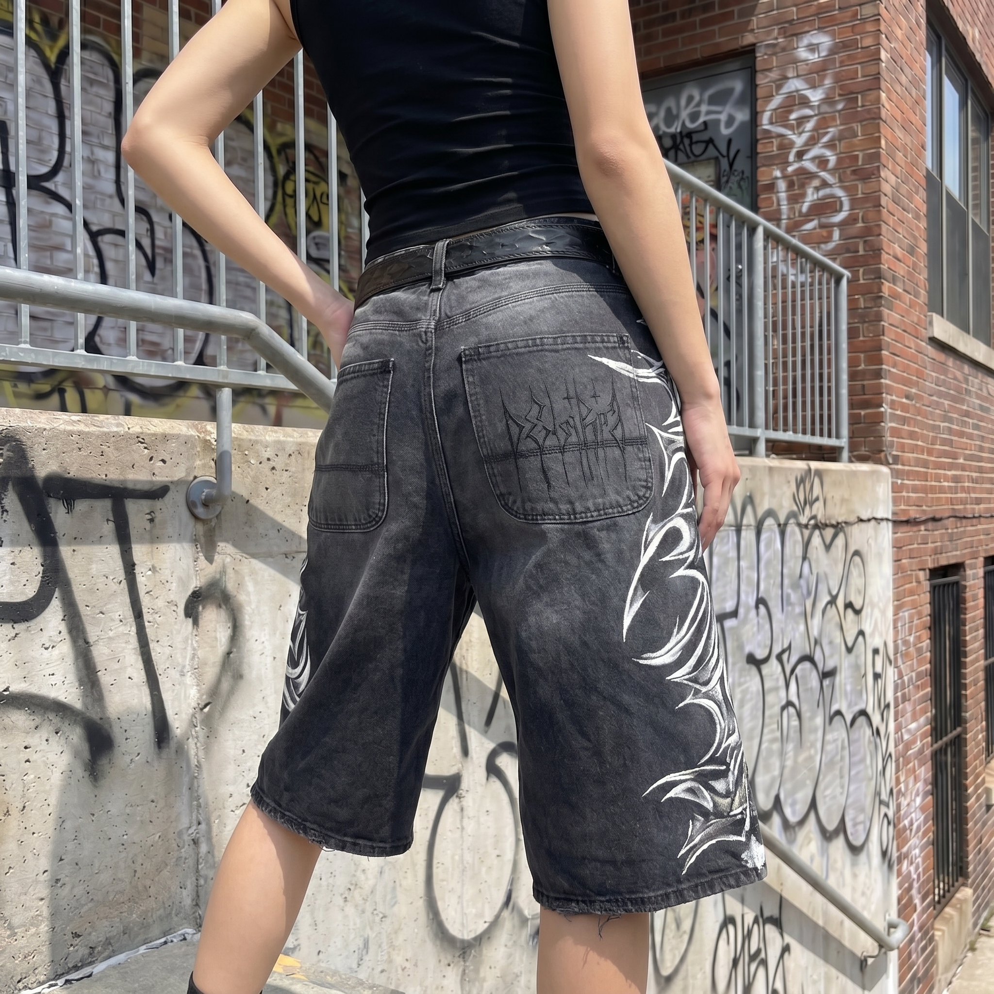Y2K Tribal Denim Jorts