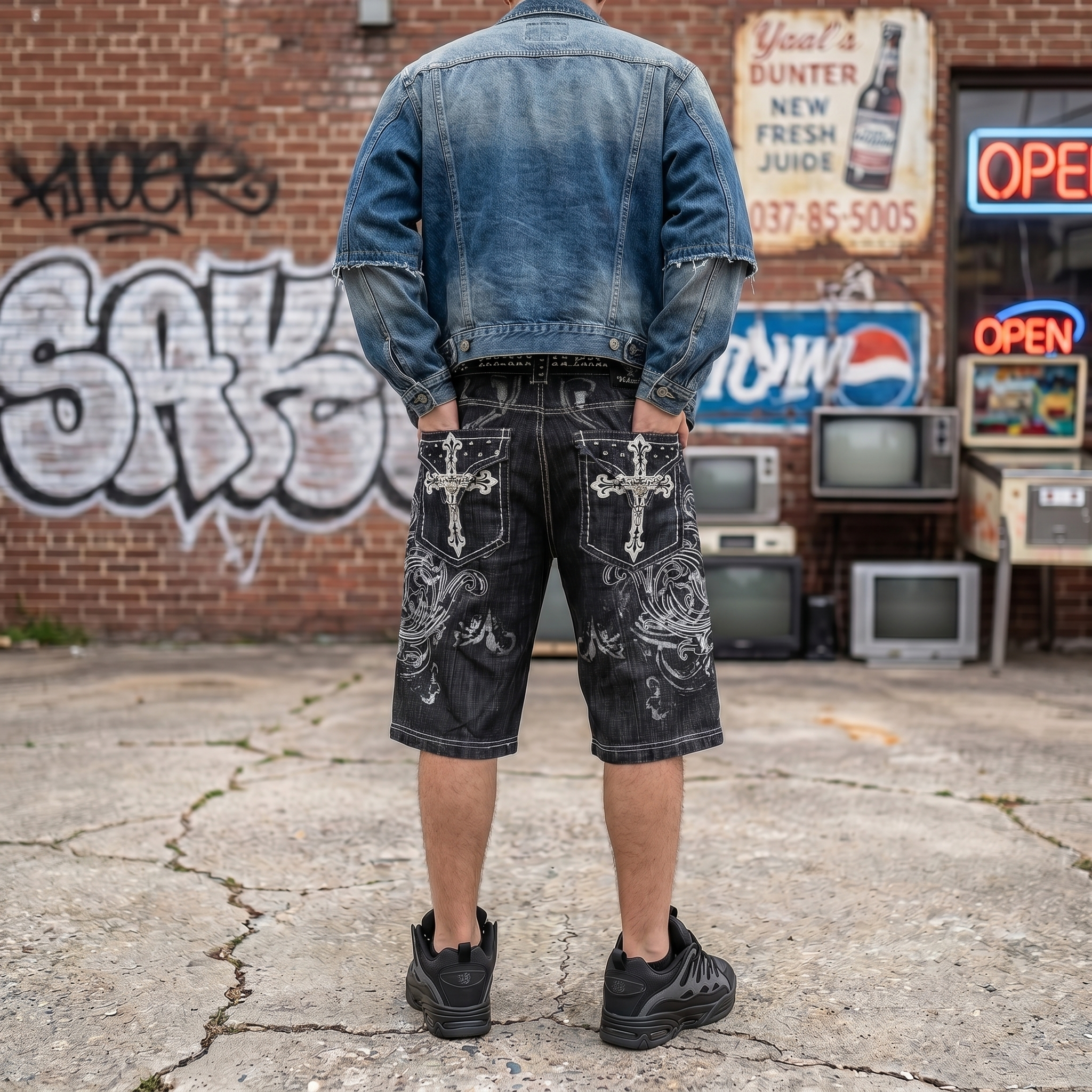 Y2K Cross Denim Jorts