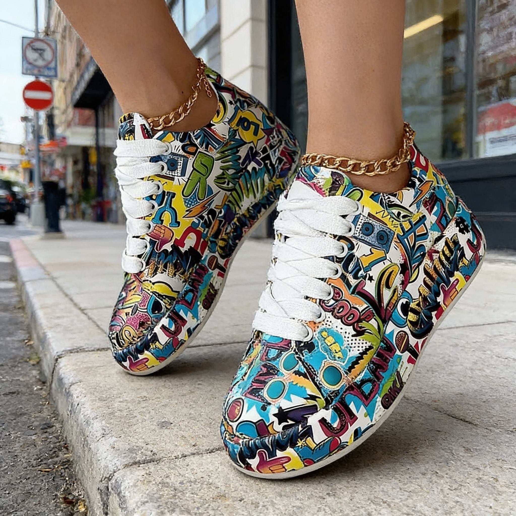 Y2K Printed Platform Sneakers