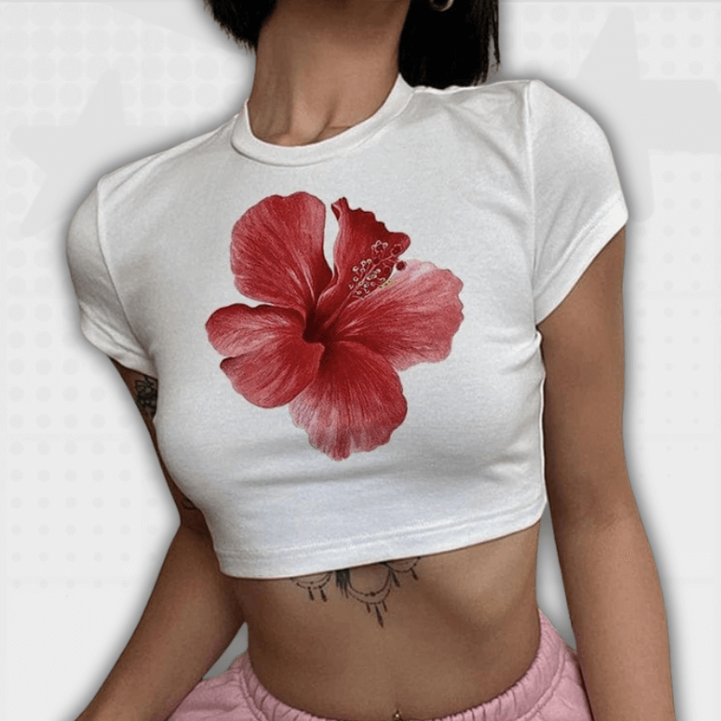 Hibiscus Y2K Baby Tee