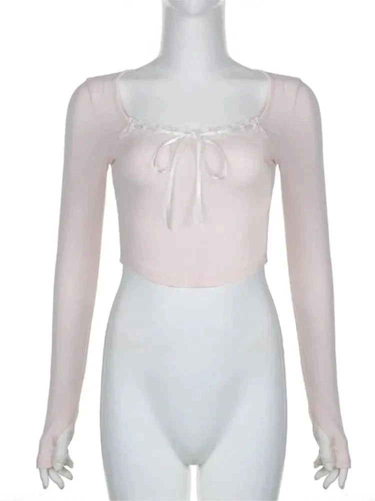 Long Sleeve Y2K Crop Top