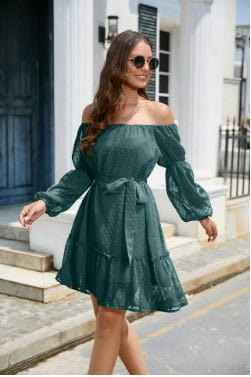 Off Shoulder Long Sleeve Y2K Dress