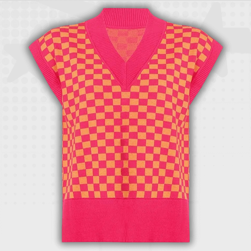 Plaid Knitted Y2K Vest
