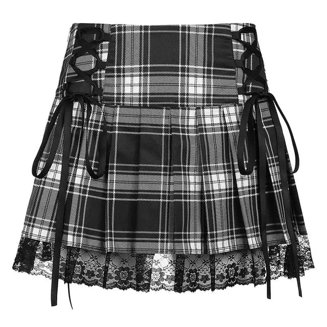 Plaid Y2K Lace Skirt