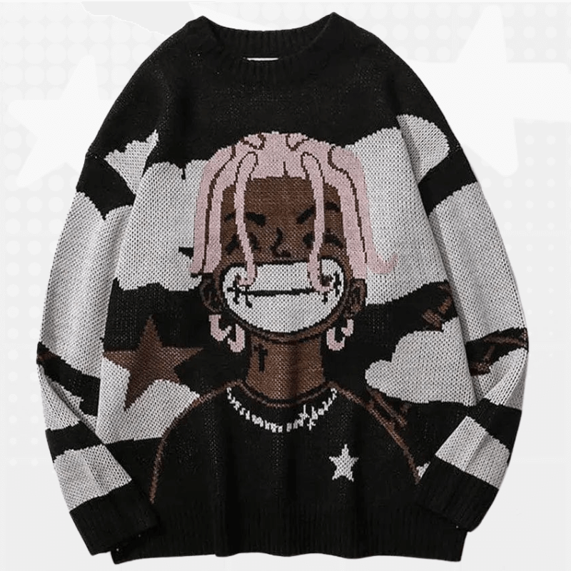 Printed Y2K Knit Sweater