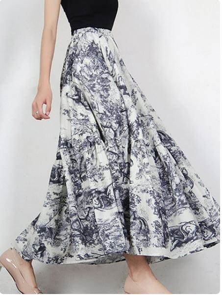 Printed Y2K Long Skirt