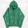 Rhinestone Cross Hoodie Y2K