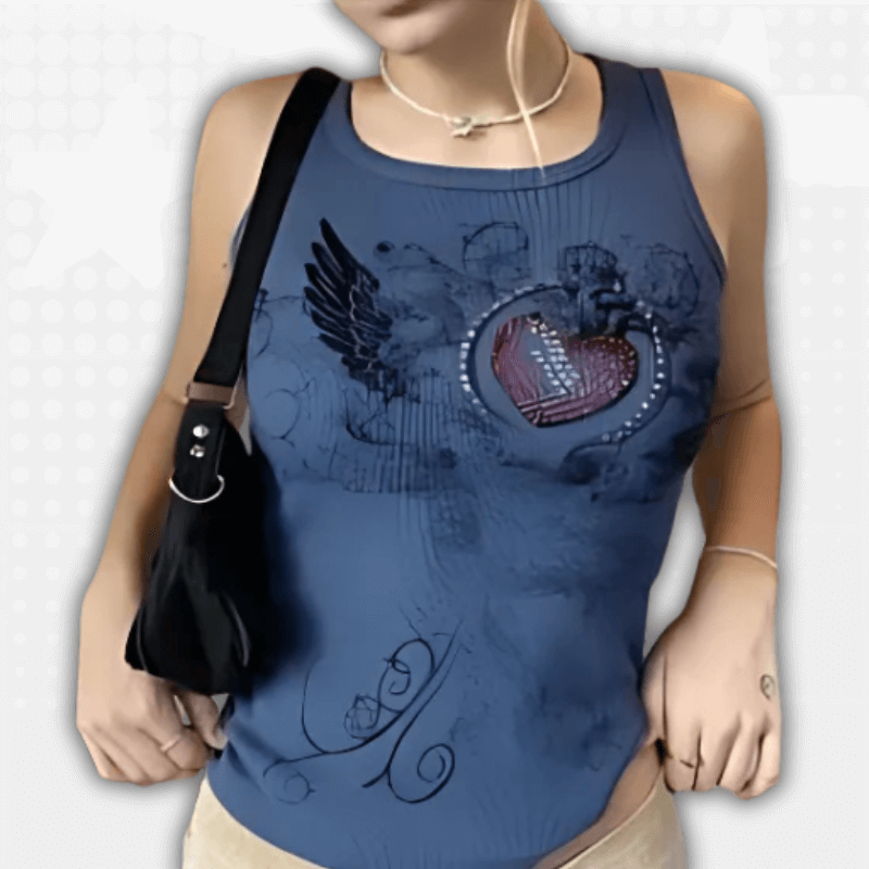 Rhinestone Tank Top Y2K