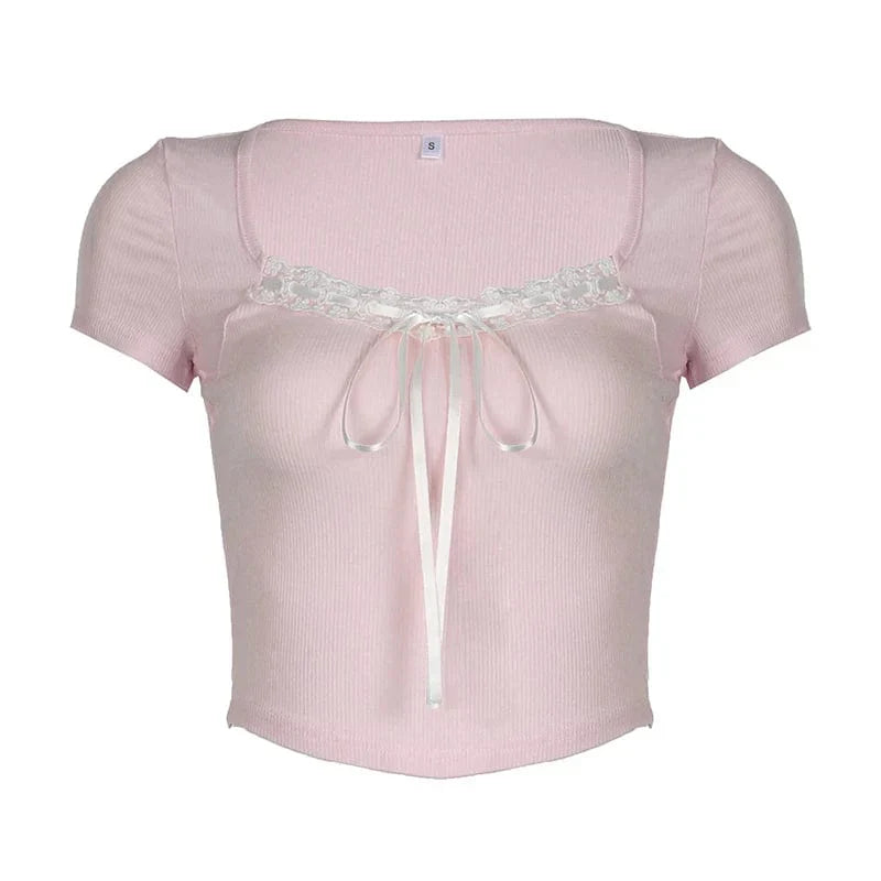 Square Neck Y2K Crop Top