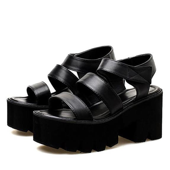 Vintage Black Platform Sandals