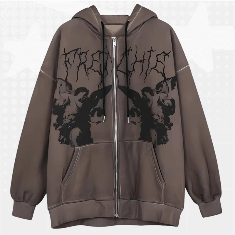 Y2K Punk Graphic Zip Up Hoodie