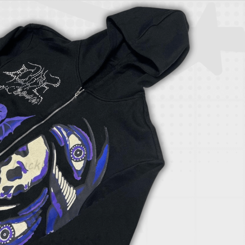 Y2K Skull Rhinestone Hoodie