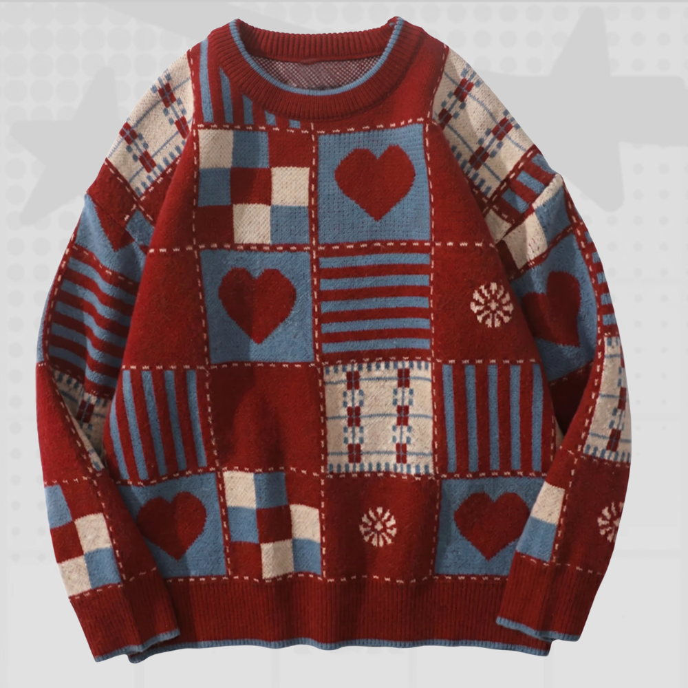 Oversized Heart Sweater Y2K