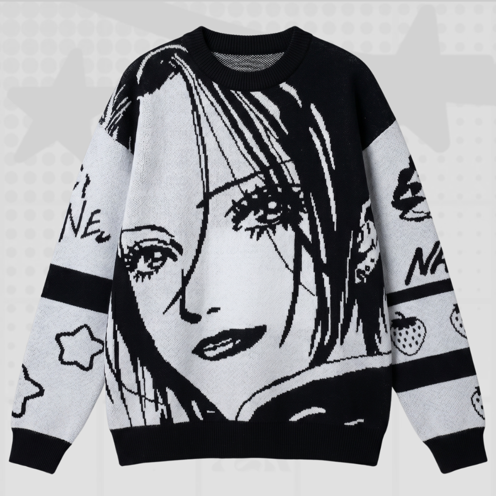 Cartoon Girl Pattern Y2K Sweater