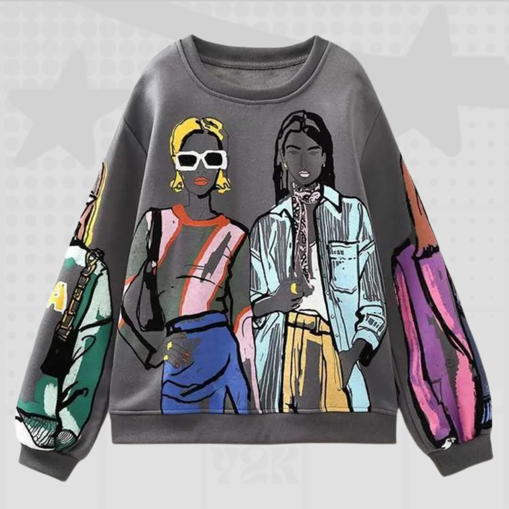 Cartoon Print Y2K Sweatshirt