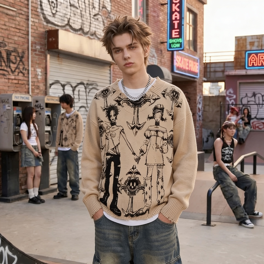 Y2K Gothic Graphic Sweater