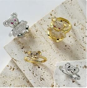 Zircon Bear Y2K Ring